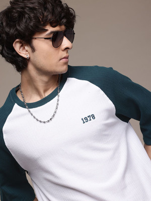Roadster Solid Men Round Neck White T-Shirt