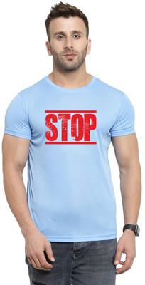 LV CARE Printed Men Round Neck Blue T-Shirt