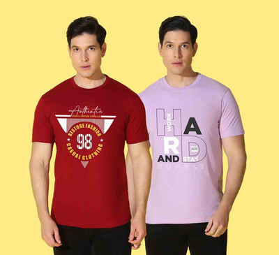 WOOSTRO Printed Men Round Neck Multicolor T-Shirt