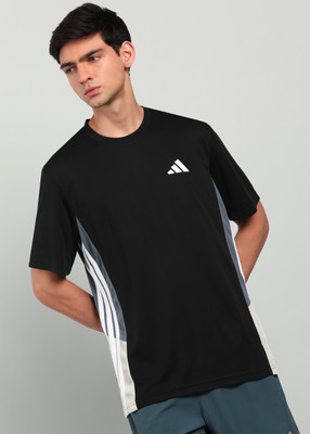 ADIDAS Printed Men Round Neck Black T-Shirt