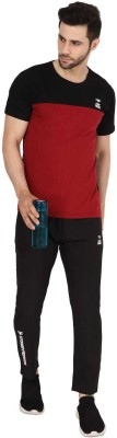 Fitshop fashion Solid Men Round Neck Maroon, Black T-Shirt