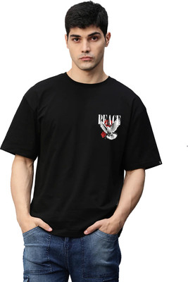 PARA HILLS Graphic Print Men Round Neck Black T-Shirt