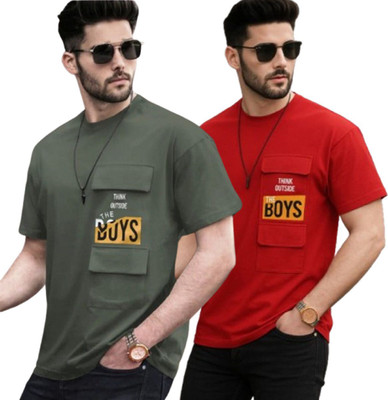 COPEHHI Printed Men Round Neck Red, Green T-Shirt