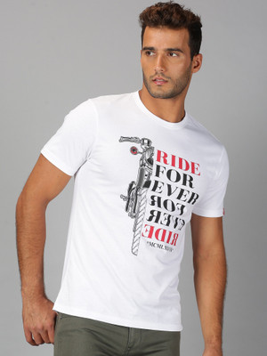 UrGear Printed Men Round Neck White T-Shirt