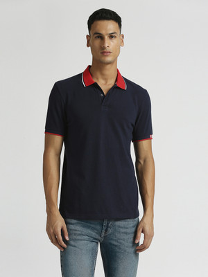 Pepe Jeans Solid Men Polo Neck Blue T-Shirt