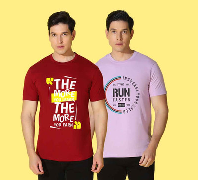 WOOSTRO Printed Men Round Neck Multicolor T-Shirt