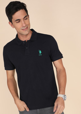 U.S. POLO ASSN. Solid Men Polo Neck Blue T-Shirt