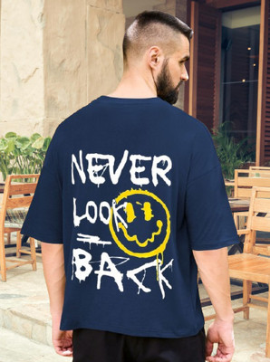 HouseOfCommon Printed Men Round Neck Navy Blue T-Shirt