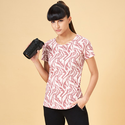 Ajile By Pantaloons Printed Women Round Neck Purple T-Shirt