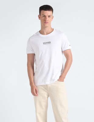 TOMMY HILFIGER Solid Men Round Neck White T-Shirt