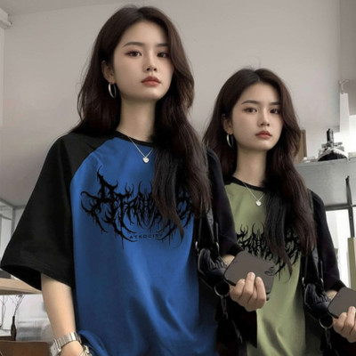 SIXTEENLINES Printed, Colorblock Women Round Neck Reversible Blue, Green T-Shirt