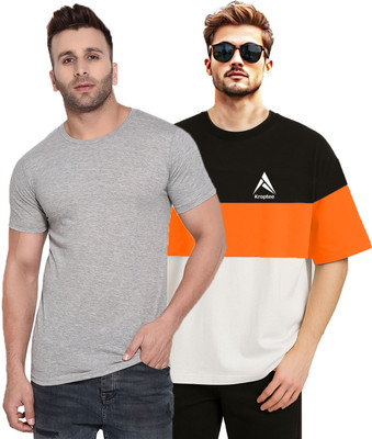 Kroptee Colorblock, Solid Men Round Neck Multicolor T-Shirt