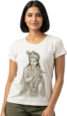 Aasha-Kriti Graphic Print Women Round Neck White T-Shirt