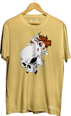 THE PRINT PLATTER Graphic Print Men Round Neck Beige T-Shirt