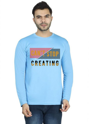 LV CARE Printed, Self Design Men Round Neck Blue T-Shirt