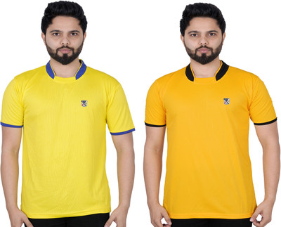 La Milano Solid Men Round Neck Beige T-Shirt