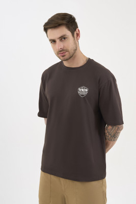 DCYPHR Graphic Print Men Round Neck Brown T-Shirt
