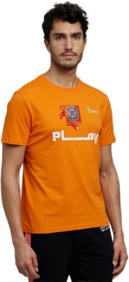 Celio Typography Men Round Neck Orange T-Shirt