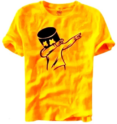 TARSHI Printed Men Round Neck Orange T-Shirt
