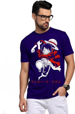 BROTEES Printed, Typography Men Round Neck Blue T-Shirt