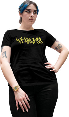 Fighterhero Printed Women Round Neck Black T-Shirt