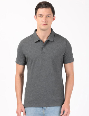 JOCKEY Solid Men Polo Neck Grey T-Shirt
