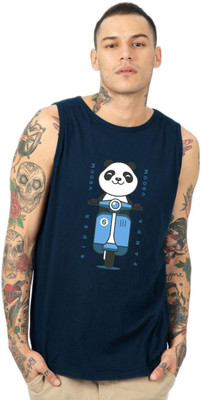 BEWAKOOF Printed, Typography Men Round Neck Blue T-Shirt