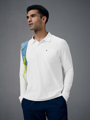 TECHNOSPORT Solid Men Polo Neck White T-Shirt