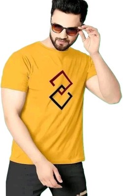 Dhruv Tarding Printed Men Round Neck Yellow T-Shirt