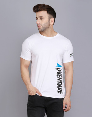 SLOWLORIS Typography Men Round Neck White T-Shirt