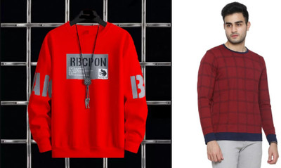 Majexic Printed Men Round Neck Red, Maroon, Dark Blue T-Shirt
