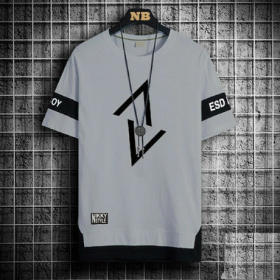 NB NICKY BOY Printed Men Round Neck Grey T-Shirt