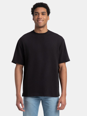 JOCKEY Solid Men Round Neck Black T-Shirt
