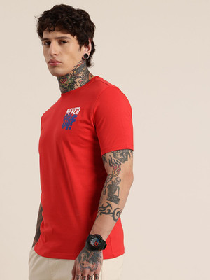 HERE&NOW Solid Men Round Neck Red T-Shirt