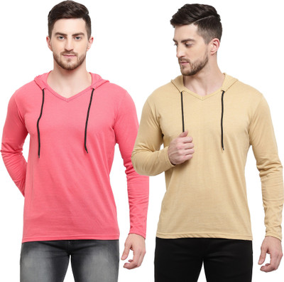 Adorbs Trend Solid Men Hooded Neck Multicolor T-Shirt