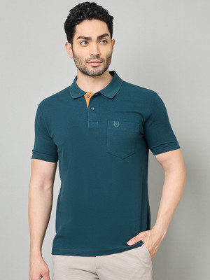 DUKE Solid Men Polo Neck Blue T-Shirt
