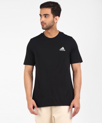 ADIDAS Solid Men Round Neck Black T-Shirt