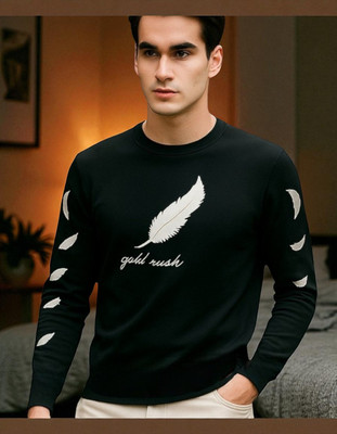 Autna Printed Men Round Neck Black T-Shirt