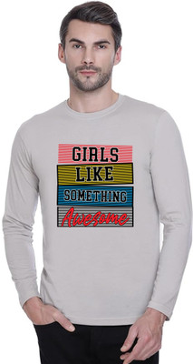 ManGOD Printed Men Round Neck Grey T-Shirt