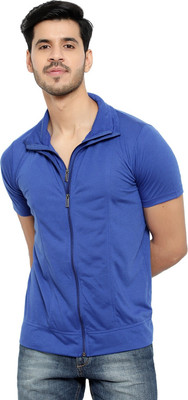 Tresna Trendy Solid Men Polo Neck Dark Blue T-Shirt
