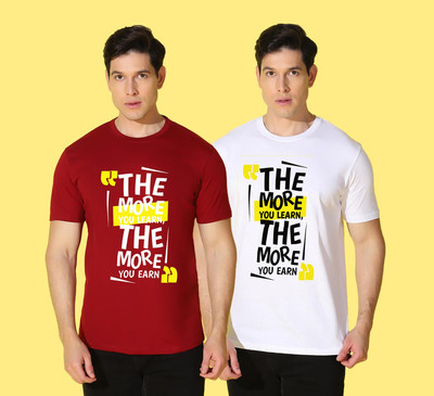 WOOSTRO Printed, Solid Men Round Neck Multicolor T-Shirt