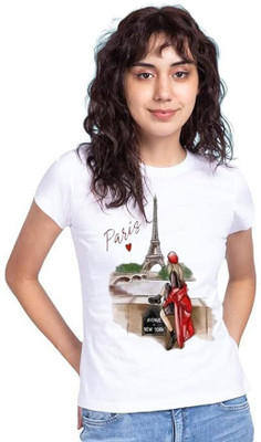 VAMIKHAFASHION Graphic Print Women Round Neck White T-Shirt