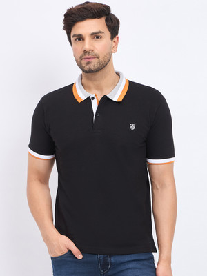 DUKE Solid Men Polo Neck Black T-Shirt