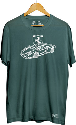 THE PRINT PLATTER Printed Men Round Neck Green T-Shirt