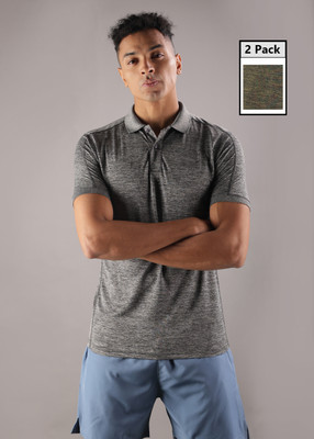 Force NXT Solid Men Polo Neck Multicolor T-Shirt