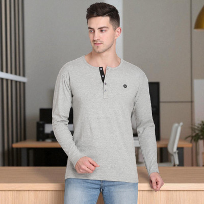 Faricon Trend Solid Men Round Neck Grey T-Shirt