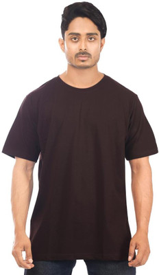 Custombuddy Solid Men Round Neck Brown T-Shirt
