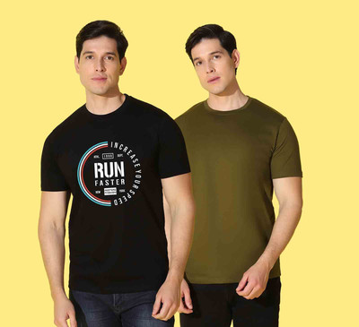 WOOSTRO Printed Men Round Neck Multicolor T-Shirt