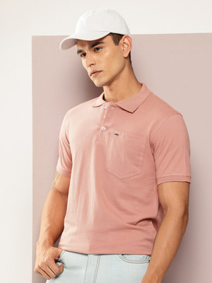 FROSEN FOX Solid Men Polo Neck Reversible Pink T-Shirt