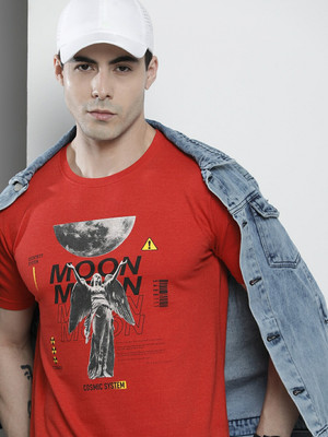 The Indian Garage Co. Typography, Graphic Print Men Round Neck Red T-Shirt